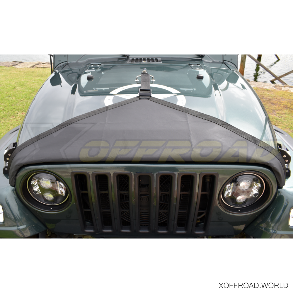 Hood Canvas Bra, Black, Jeep Wrangler TJ XOEA108 - X-Offroad