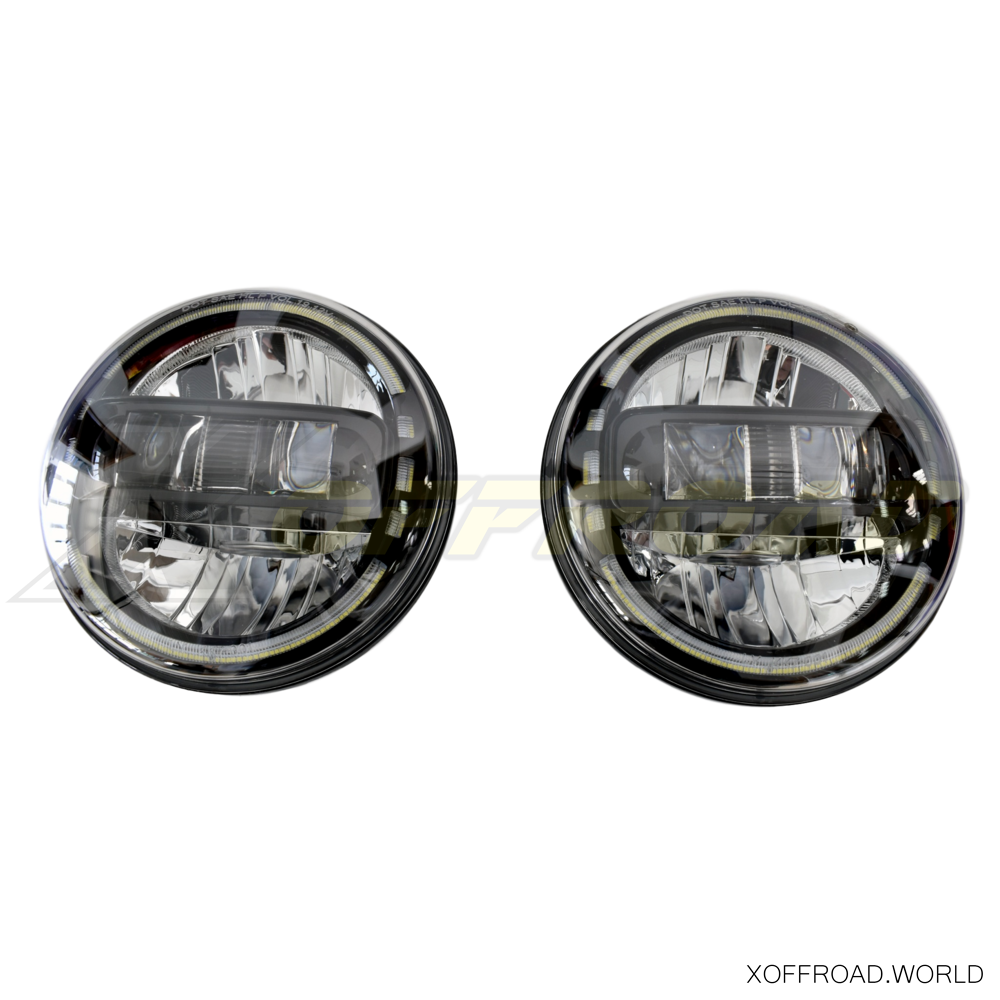 7 LED Frontscheinwerfer Set, E24 Europäische Homologation, Schwarz,  Philips LED, Jeep Wrangler JK, TJ, CJ's, serie KingKong XOHL027 - X-Offroad