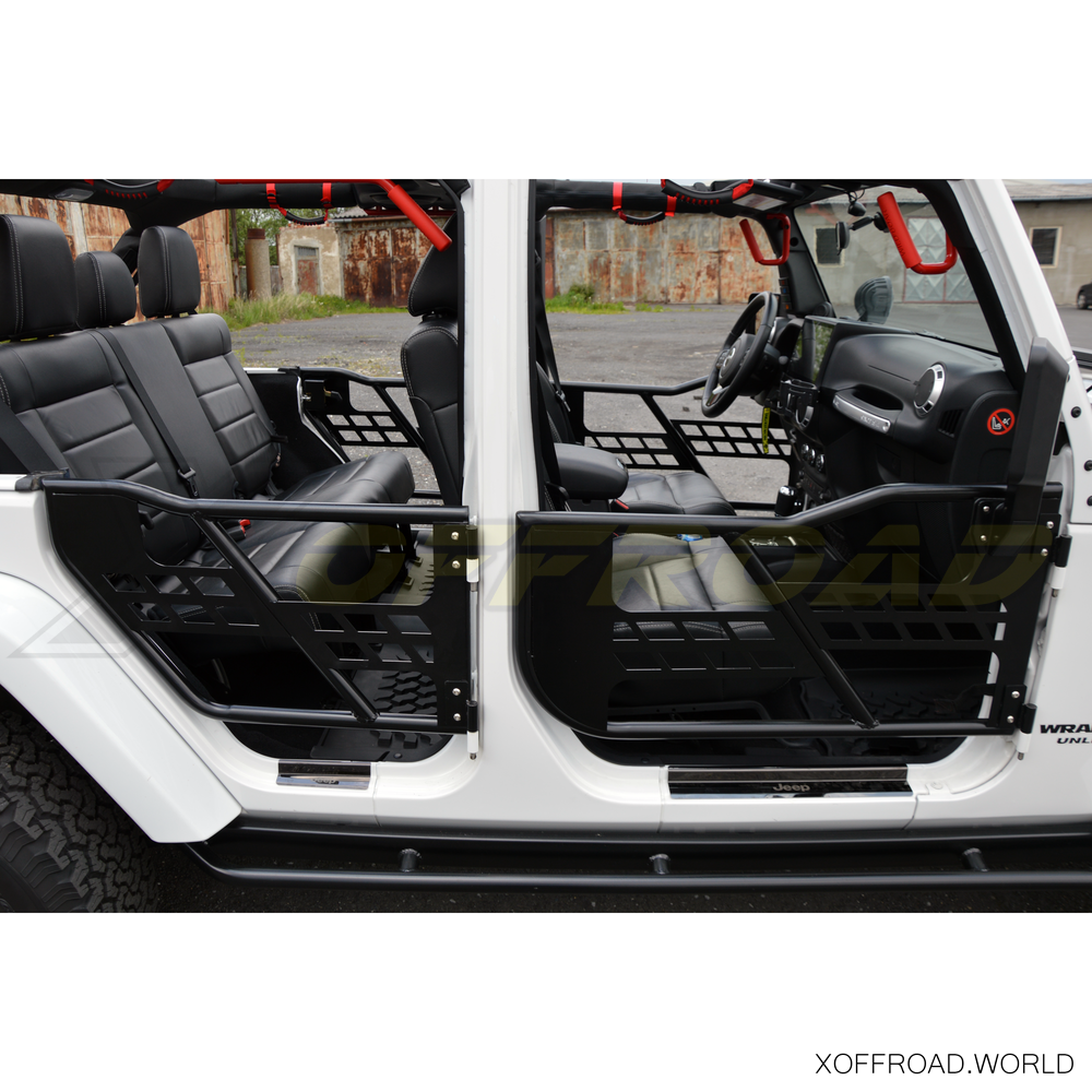 Tube Doors, Front, Rear, With Side Mirrors, Black, Jeep Wrangler JK XOKT083  - X-Offroad
