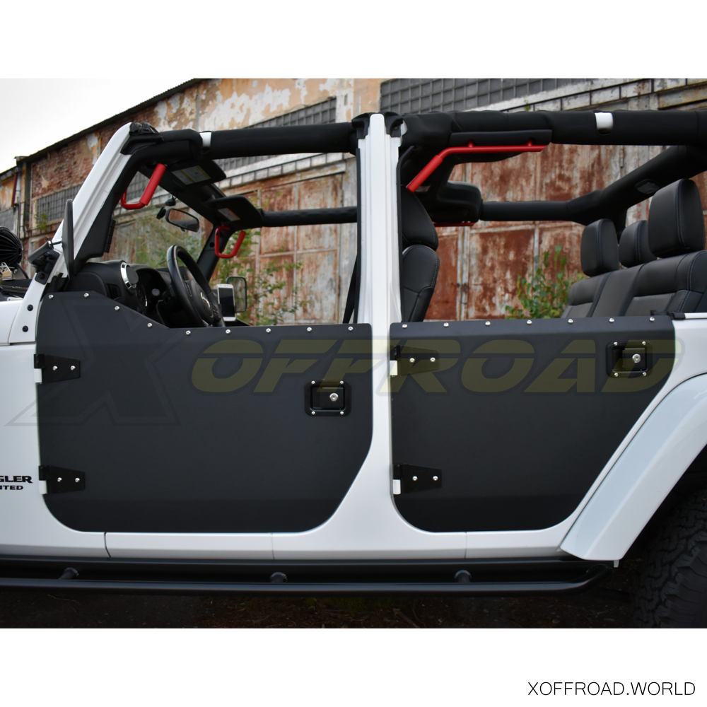 Half Doors, Front, Rear, Black, Aluminium, 4 Door, Jeep Wrangler JK XOKT108  - X-Offroad