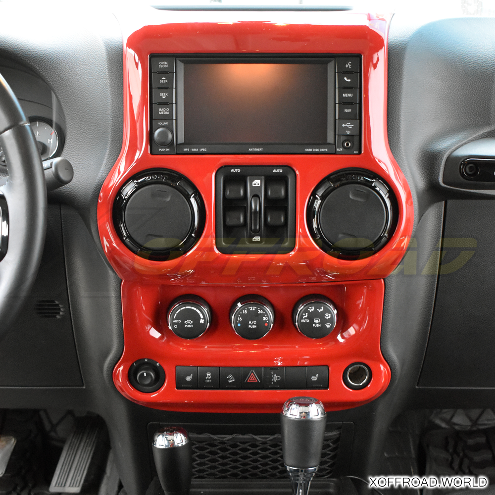 Dashboard Control Panel Trim Kit, Red, Jeep Wrangler JK XOKT177 - X-Offroad