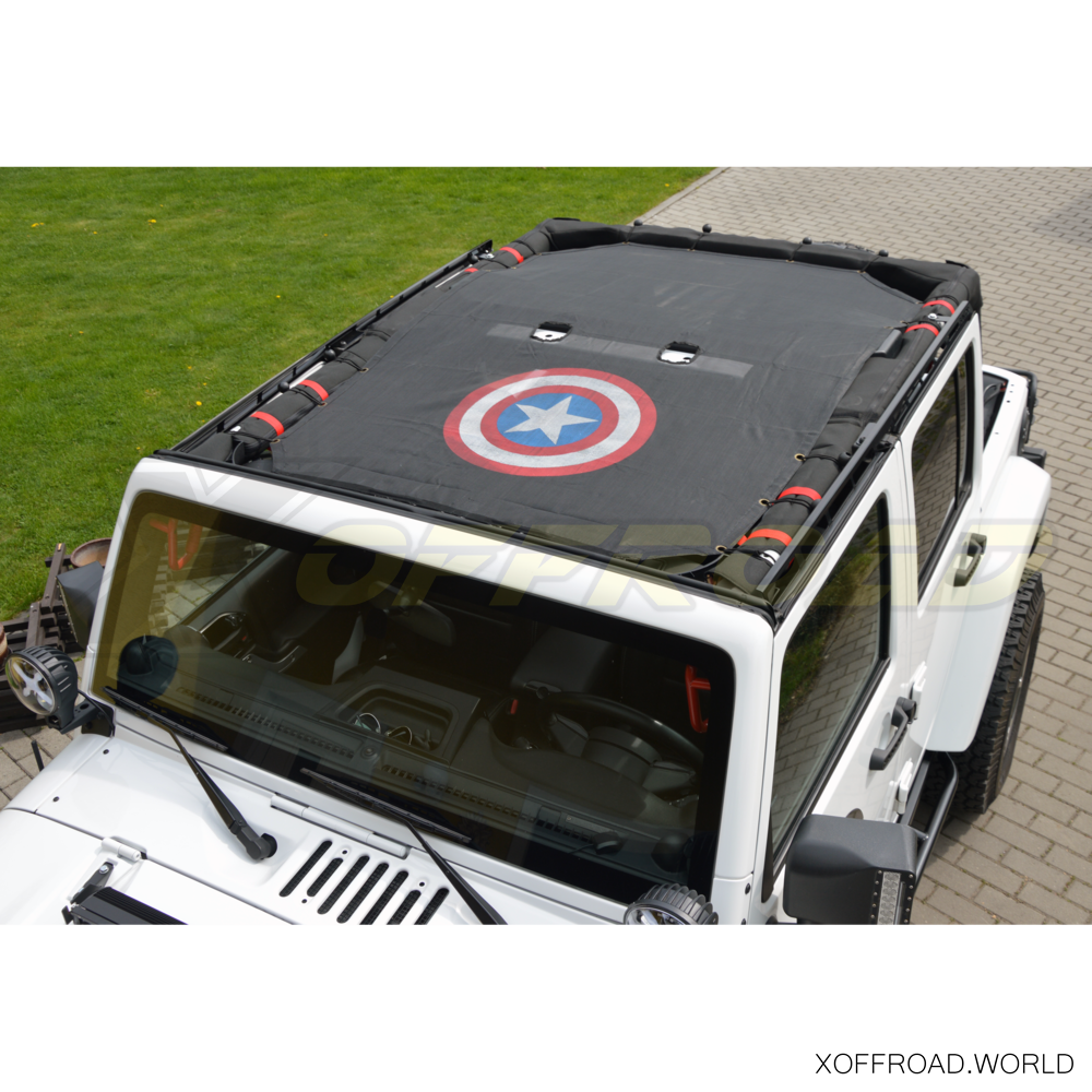 Beach Bikini Top, Black, 4 Door, Captain America, Jeep Wrangler JK XOST009  - X-Offroad