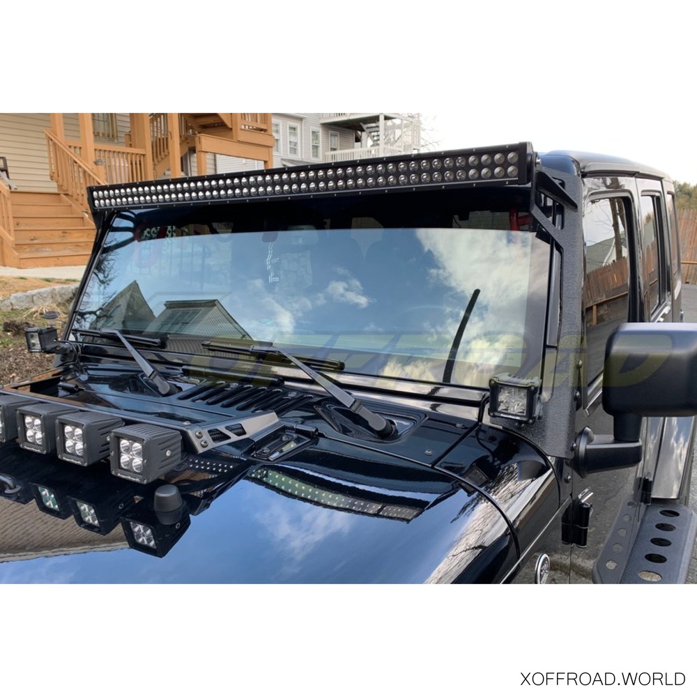 52 Gerade LED Solid Stahl Lichtleisten Halterungen Obere Windschutzscheibe  Halterung Kits Eine Säule für Jeep Wrangler Jk 2007-2017