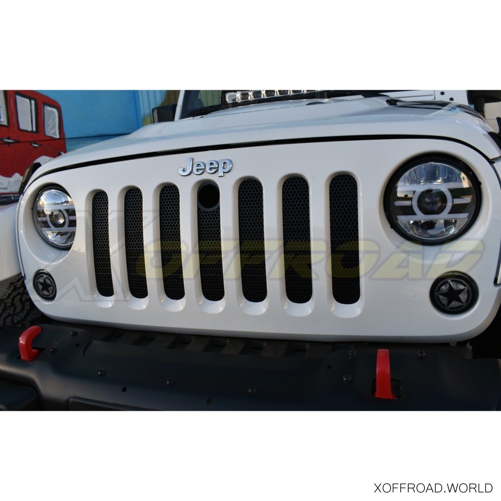 Grille Inserts, Black, With hole, Flat, Jeep Wrangler JK XOEA131 - X-Offroad