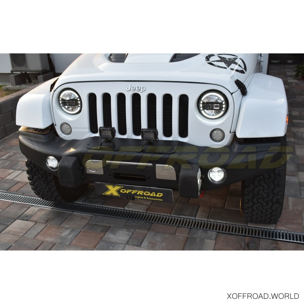 LED Nebelscheinwerfer Set, Chrom, Grid Style, Jeep Wrangler JK XOFL006 -  X-Offroad
