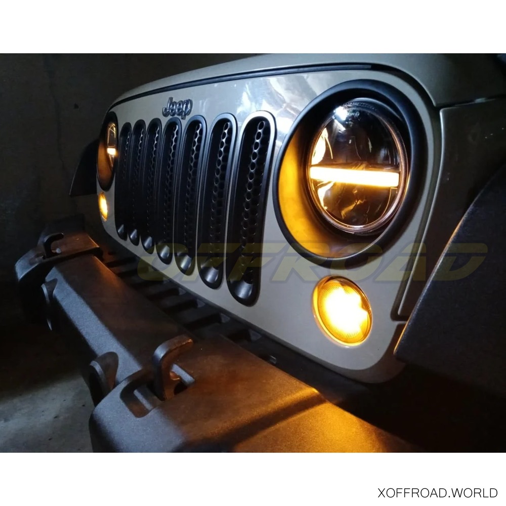 7 LED Frontscheinwerfer Set, Incl. Seitenblinker, Jeep Wrangler