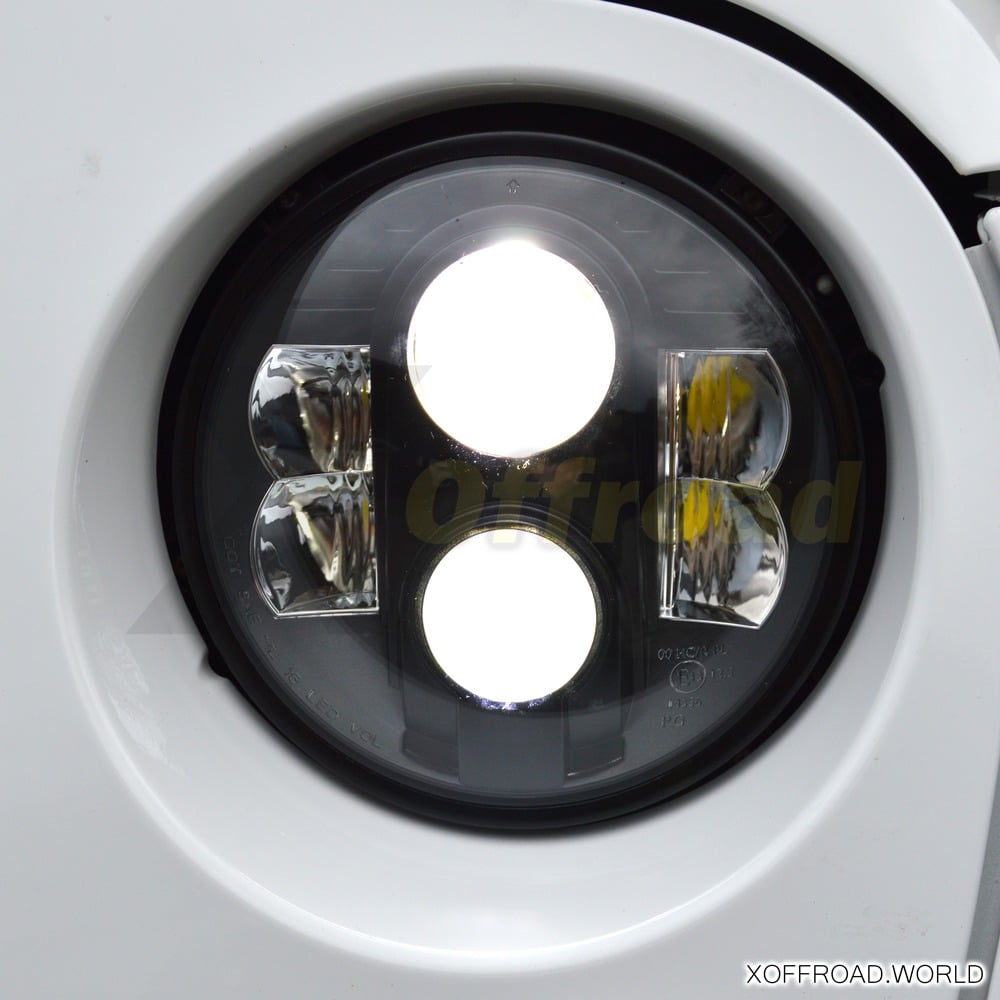 7 LED Headlamp Kit, E13 European Homologation, Black, Jeep Wrangler JK,  TJ, CJ's, serie 9000E XOHL014 - X-Offroad