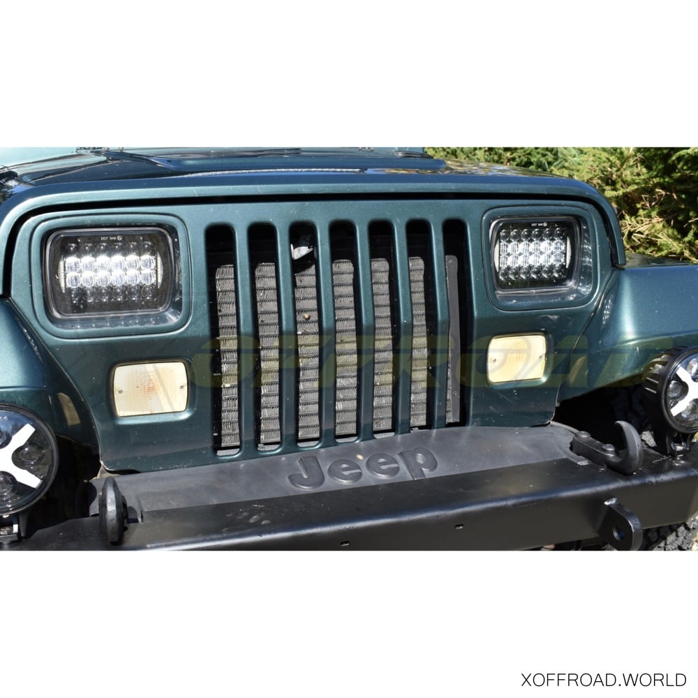 LED Square Headlamp Kit, Black, Jeep Cherokee XJ, Wrangler YJ, serie 5000