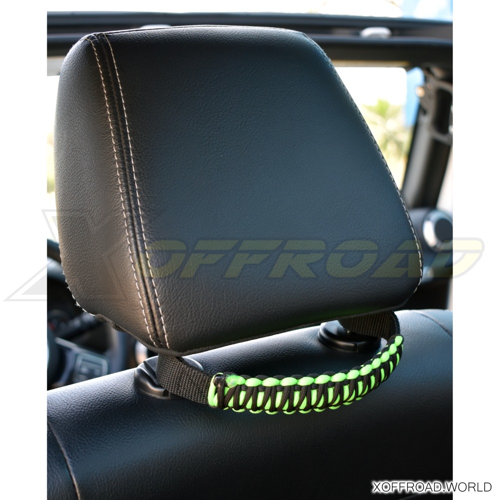 Maniglia Poggiatesta In Paracord Per Auto SUV, ATV, UTV | Impugnatura Antiscivolo 29,6 Cm | Resistente Ai Graffi, Forte Capacità Di Carico | 2 Pezzi (Nero E Rosso)